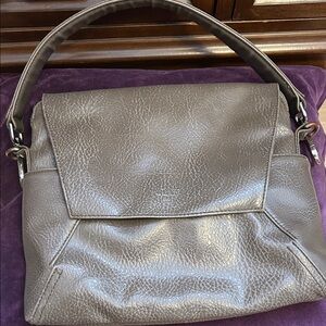 Matt and mat soft Gray Leather Handbag